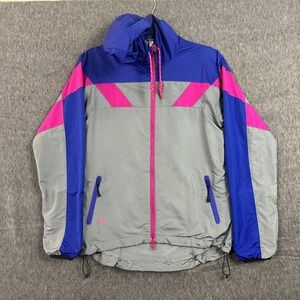 Nike Womens Track Jacket Small (4-6) Gray Blue Pink Zip Up Retro Vibes
